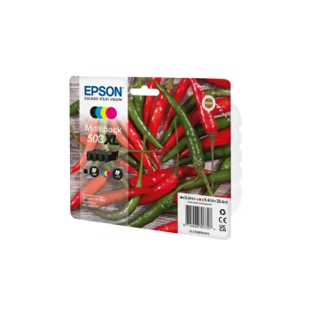 Epson 503XL rašalo kasetės 4 vnt. Originalios didelės talpos (XL) juoda, žydra, rausvai raudona, geltona