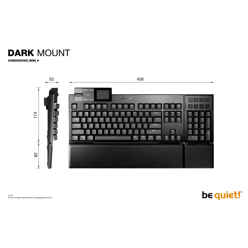 be quiet! Dark Mount Silent Linear DE ISO klaviatūra, USB, QWERTZ, vokiškas išdėstymas, juoda