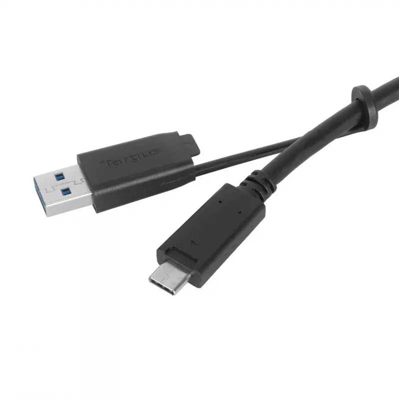 Targus ACC1133GLX USB-C kabelis su varžtiniu fiksavimu ir USB-A adapteriu, 1 m, juodas