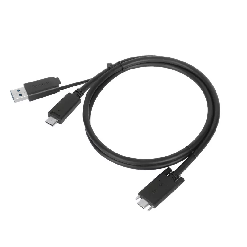 Targus ACC1133GLX USB-C kabelis su varžtiniu fiksavimu ir USB-A adapteriu, 1 m, juodas