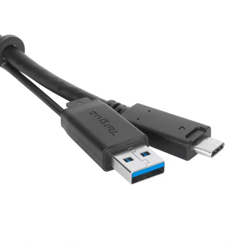 Targus ACC1133GLX USB-C kabelis su varžtiniu fiksavimu ir USB-A adapteriu, 1 m, juodas