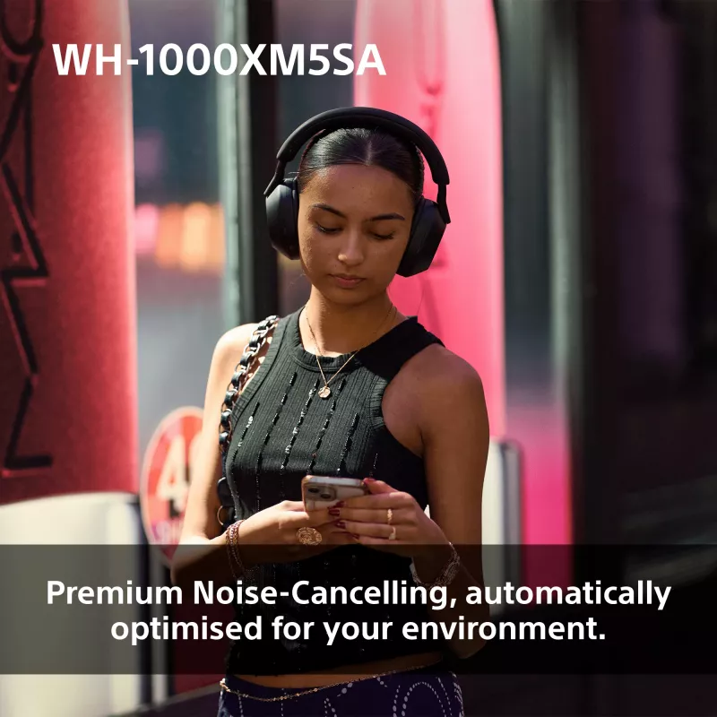 Sony WH-1000XM5SA belaidės ausinės su triukšmo slopinimu, juodos
