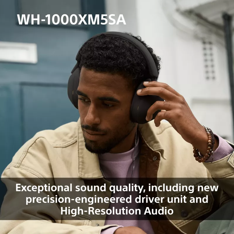 Sony WH-1000XM5SA belaidės ausinės su triukšmo slopinimu, juodos
