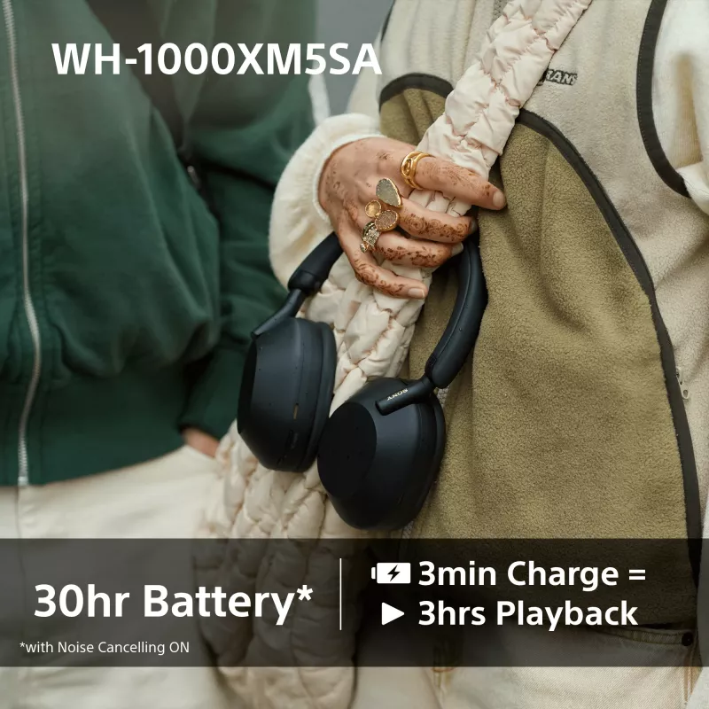 Sony WH-1000XM5SA belaidės ausinės su triukšmo slopinimu, juodos