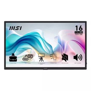 Nešiojamas monitorius MSI PRO MP165DE E6 15,6 colio Full HD IPS 1920×1080 USB-C HDMI VESA juodas