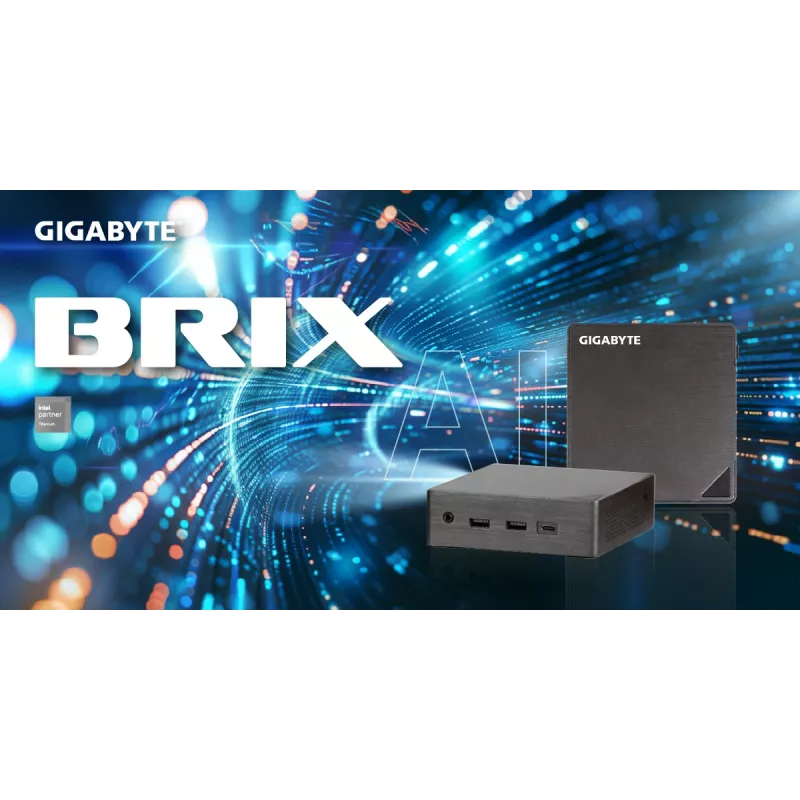 GIGABYTE BRIX Mini kompiuteris Core Ultra 7 255H, 2xDDR5 SO-DIMM, 2xHDMI, 2xUSB-C, 0,46L