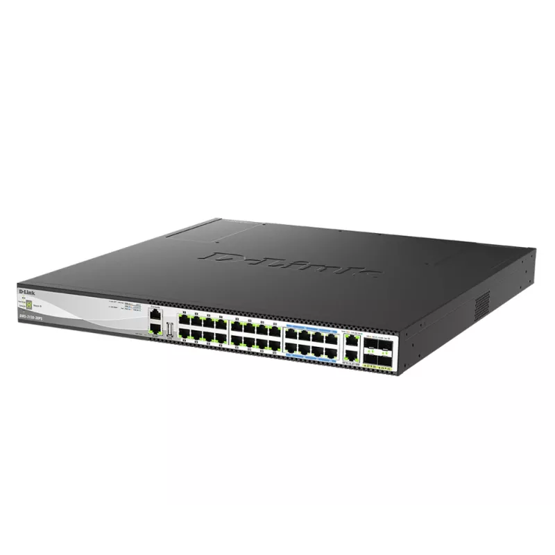 D-Link DMS-3130-30PS valdomas L3 tinklo jungiklis 2.5G Ethernet (100/1000/2500) su PoE 1U juodas
