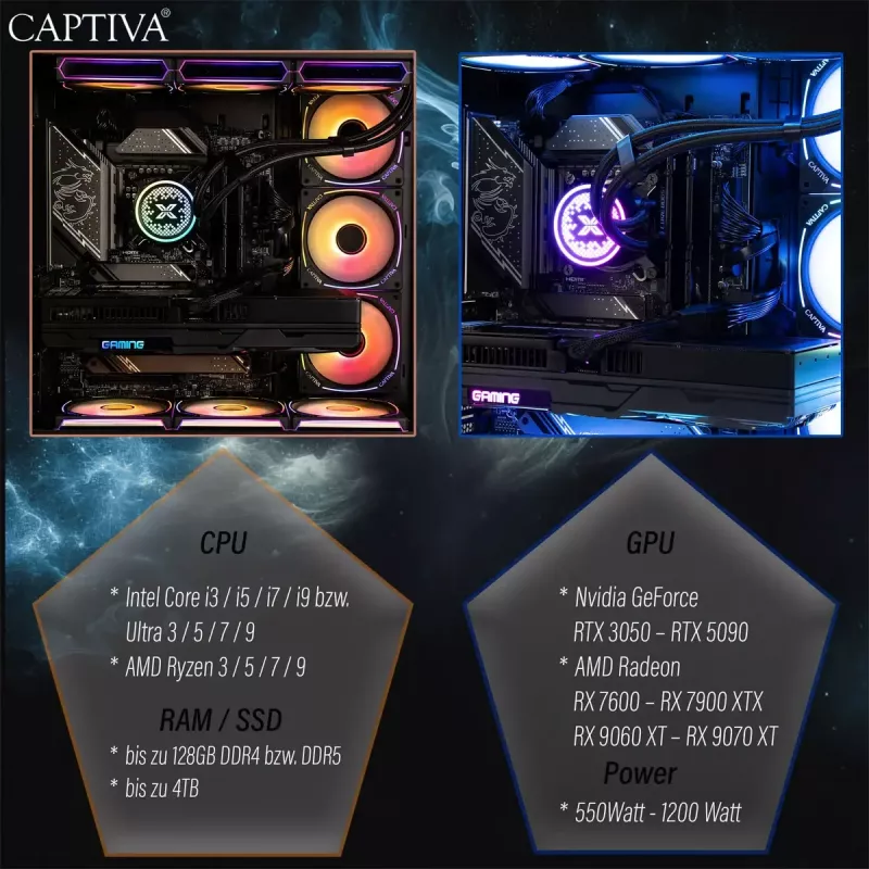 Stalinis kompiuteris CAPTIVA Highend Gaming I90-064 i9-14900KF 64GB 2TB RTX5070 Windows 11