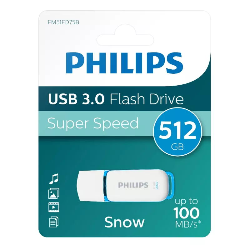 Philips FM51FD75B USB atmintukas 512 GB, USB Type-A, USB 3.2 Gen 1, baltas
