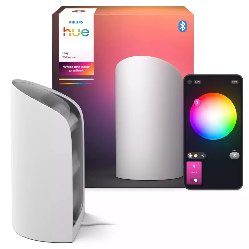 Philips Hue Play sieninis šviestuvas – Baltas, Bluetooth/Zigbee, daugiaspalvė šviesa, 100–240 V, 2 m laidas