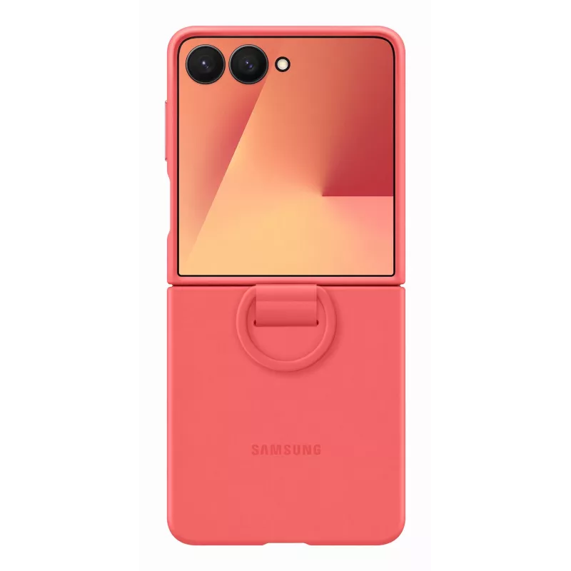 Samsung Galaxy Z Flip7 dėklas su žiedu, silikoninis, 17,4 cm (6,85 colio), raudonas