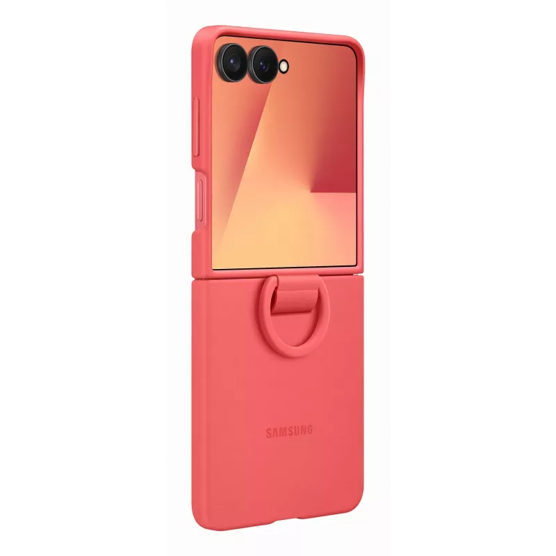 Samsung Galaxy Z Flip7 dėklas su žiedu, silikoninis, 17,4 cm (6,85 colio), raudonas