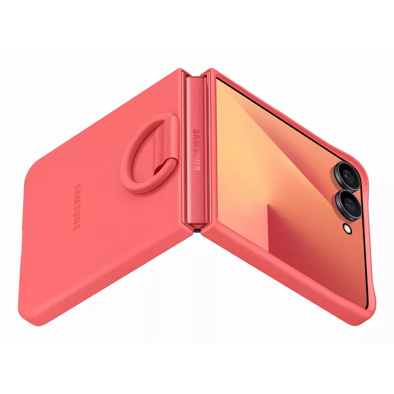 Samsung Galaxy Z Flip7 dėklas su žiedu, silikoninis, 17,4 cm (6,85 colio), raudonas
