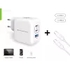 Conceptronic 3 prievadų 67W GaN USB PD įkroviklis su USB-C įkrovimo laidu, USB-C x 2, USB-A x 1, QC 3.0, PPS