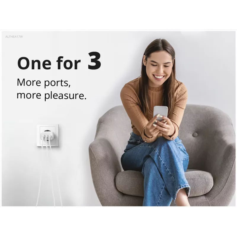 Conceptronic 3 prievadų 67W GaN USB PD įkroviklis su USB-C įkrovimo laidu, USB-C x 2, USB-A x 1, QC 3.0, PPS