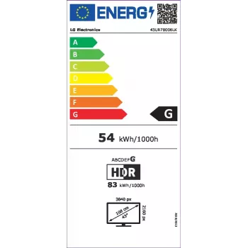 LG UHD 43UR78006LK 109,2 cm (43 col.) 4K Ultra HD Smart TV Wi-Fi Juodas