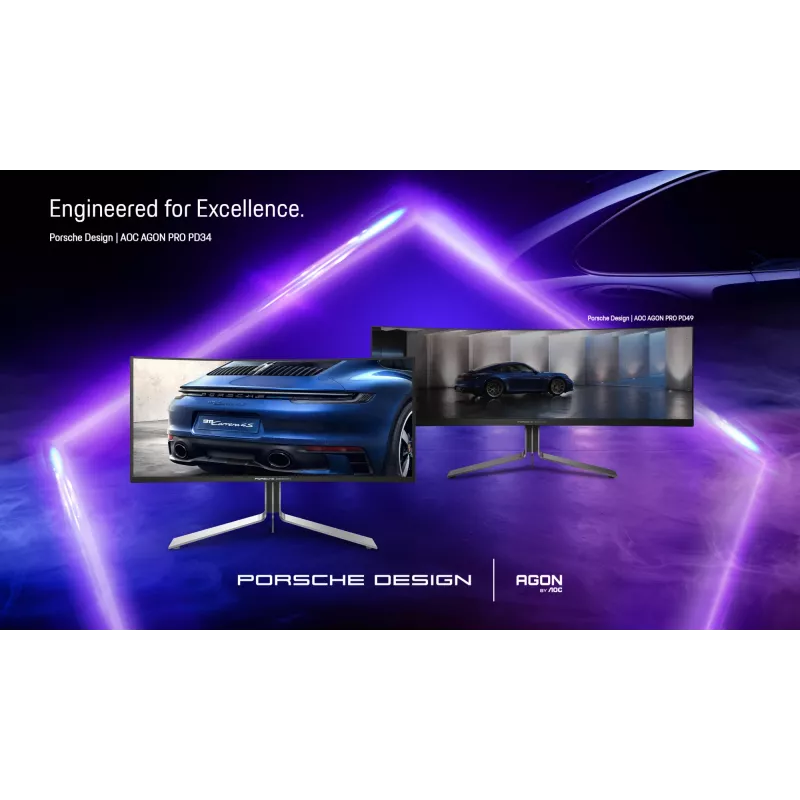 Monitorius AOC Porsche PD34 86,4 cm (34 colių) 3440 x 1440 pikselių Wide Quad HD QD-OLED juodas