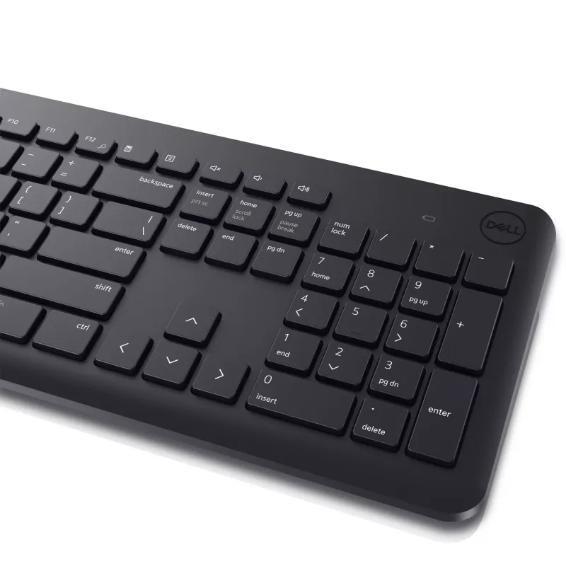 Belaidis klaviatūros ir pelės rinkinys Dell KM3322W, RF 2,4 GHz, pilno dydžio vokiškas QWERTZ, juodas