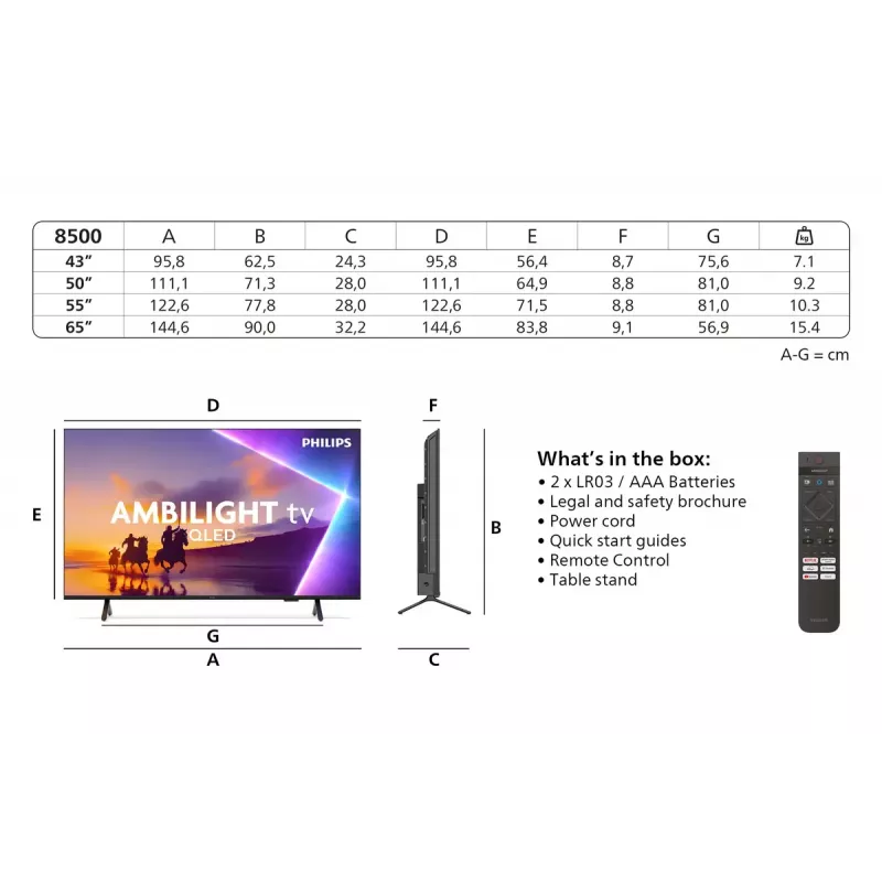 Philips 43PUS8500/12 televizorius 109,2 cm (43 col.) 4K Ultra HD Smart TV Wi-Fi Juodas