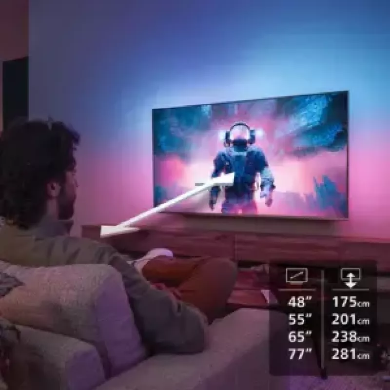Philips Ambilight 48OLED760/12 televizorius 121,9 cm (48 colių) 4K Ultra HD Smart TV Wi-Fi pilkas