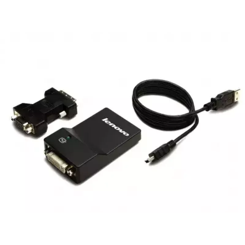 Lenovo USB 3.0 adapteris DVI/VGA 2048 x 1152 pikseliai Juoda