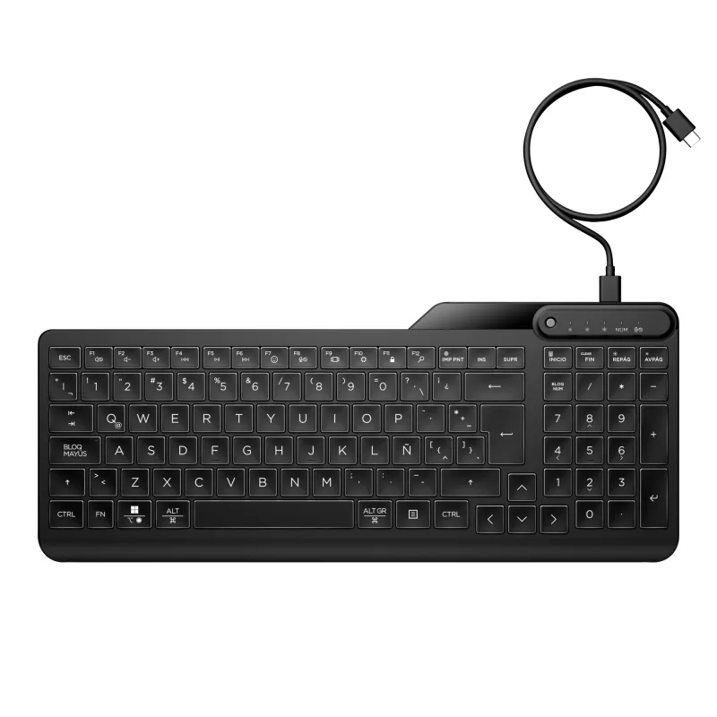 HP 400 apšviesta laidinė klaviatūra, pilno dydžio USB, juoda