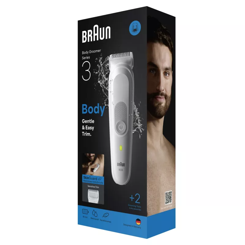 Braun Series 3 kūno groomeris / skutuvas, šviesiai pilka