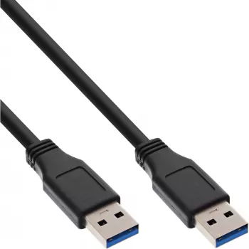 InLine USB 3.2 Gen.1 laidas Type A kištukas / A kištukas, juodas, 1 m