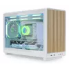 PC korpusas Lian Li A3-mATX Micro Tower — Baltas su medžiu, palaiko ATX/SFX/SFX-L maitinimo šaltinius, Micro-ATX/Micro-ITX, 1x3.5 colio + 2x2.5 colio