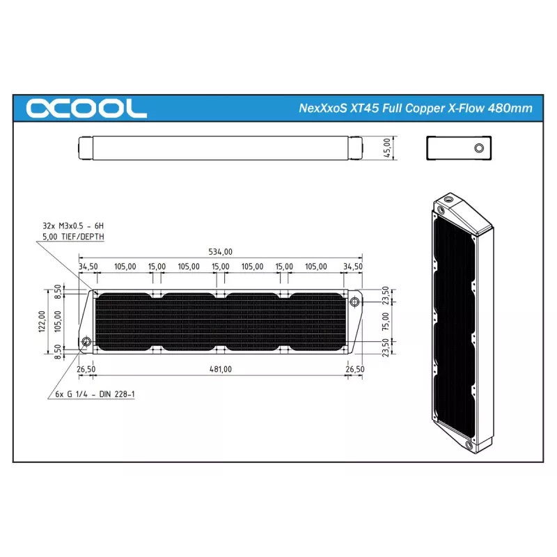 Radiatorius Alphacool NexXxoS XT45 Full Copper X-Flow