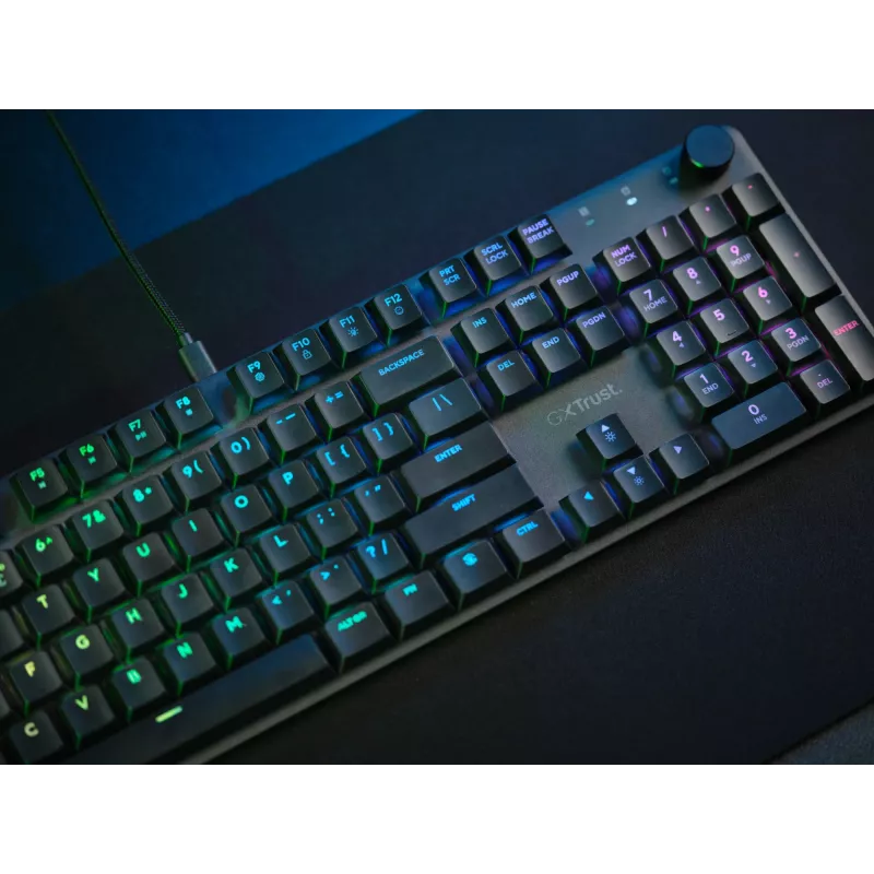 Mechaninė žaidimų klaviatūra TRUST GXT 866 TORIX USB Full-size 104 klavišų QWERTY Juoda RGB