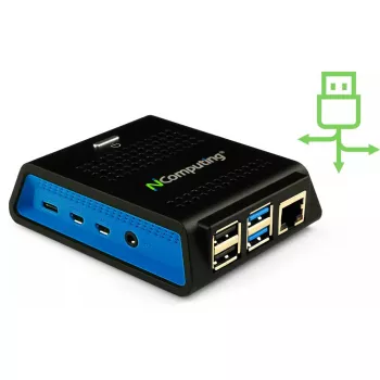 Kompiuteris NComputing RX420 RDP Intel Celeron 4GB RAM 32GB SSD Integruota grafika Windows 10