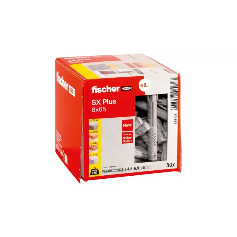 Kaištis Fischer 568108, nailoninis, 8x65 mm, 50 vnt.