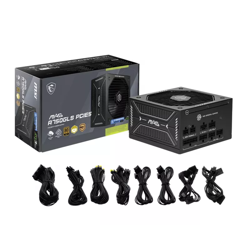 Maitinimo blokas MSI MAG A750GLS PCIE5 750W 24-pin ATX visiškai modulinis 80 PLUS Gold juodas