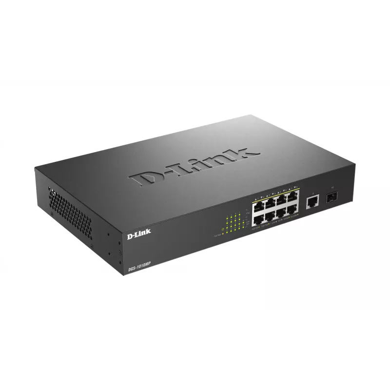 D-Link DGS-1010MP/E tinklo jungiklis Nevaldomas L2 Gigabit Ethernet (10/100/1000) Power over Ethernet (PoE) 1U Juodas