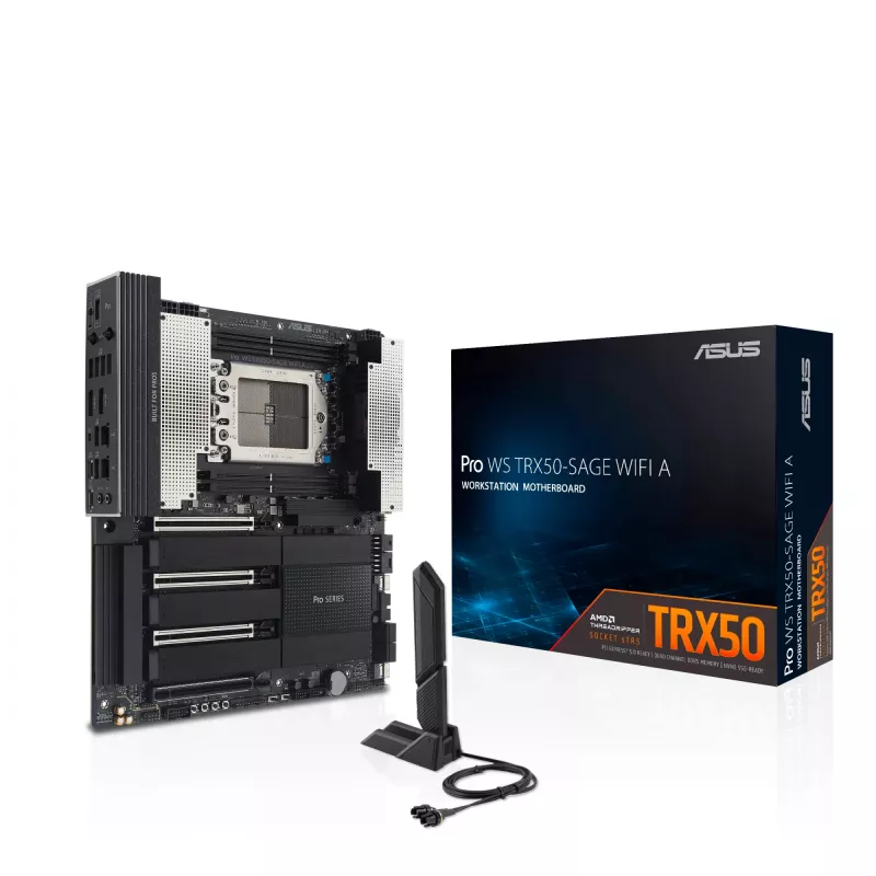 ASUS PRO WS TRX50-SAGE WIFI A pagrindinė plokštė — AMD TRX50, Socket sTR5, CEB, DDR5, Wi‑Fi 7