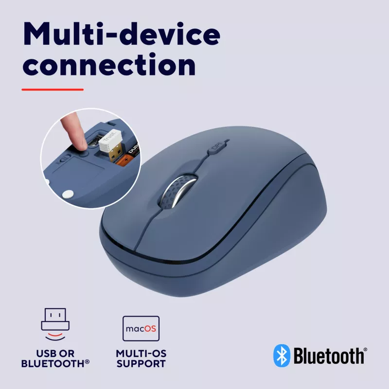 Trust Yvi+ pelė Universal Ambidextrous RF Wireless + Bluetooth Optinė 1600 DPI