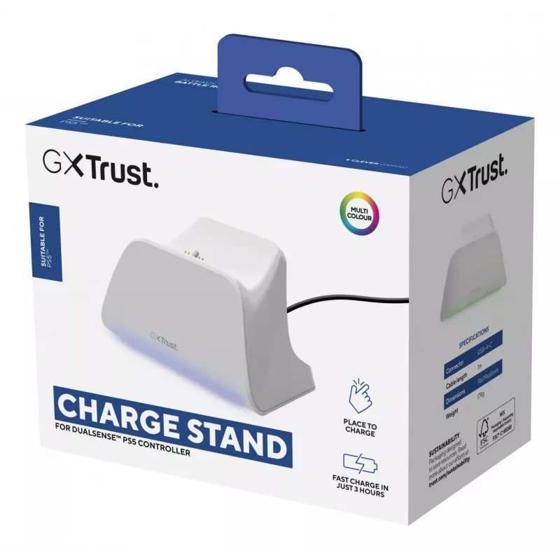 Įkrovimo stotelė TRUST GXT255W, balta, skirta PS5 DualSense pultams