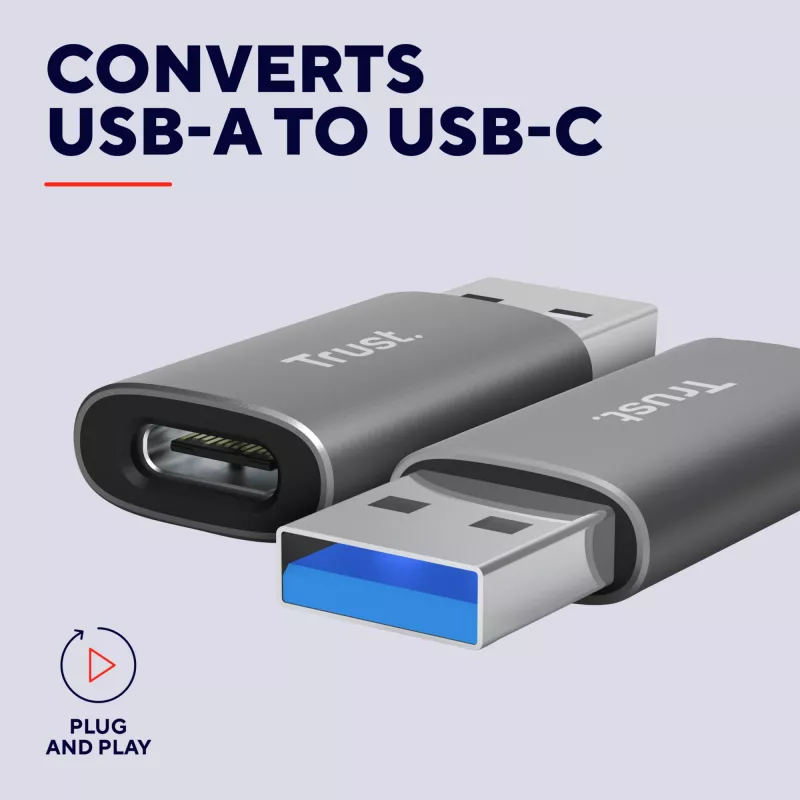 Trust Calyx USB-A į USB-C adapteris (2 vnt.) pilka