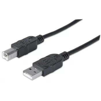 Manhattan USB-A į USB-B laidas, 3 m, vyriškas į vyrišką, 480 Mbps (USB 2.0), Hi-Speed USB, juodas, visam gyvenimui garantija