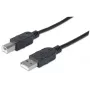 Manhattan USB-A į USB-B laidas, 3 m, vyriškas į vyrišką, 480 Mbps (USB 2.0), Hi-Speed USB, juodas, visam gyvenimui garantija