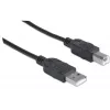Manhattan USB-A į USB-B laidas, 3 m, vyriškas į vyrišką, 480 Mbps (USB 2.0), Hi-Speed USB, juodas, visam gyvenimui garantija