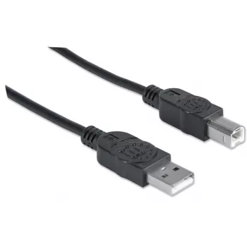 Manhattan USB-A į USB-B laidas, 3 m, vyriškas į vyrišką, 480 Mbps (USB 2.0), Hi-Speed USB, juodas, visam gyvenimui garantija