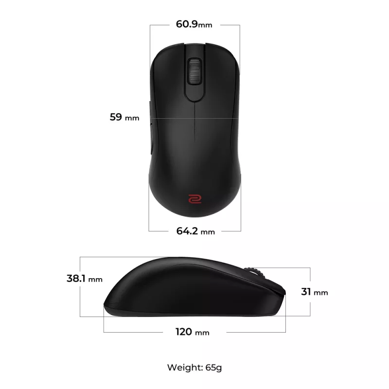 Žaidimų pelė BenQ ZOWIE S2-DW dešinei rankai RF belaidė 3200 DPI