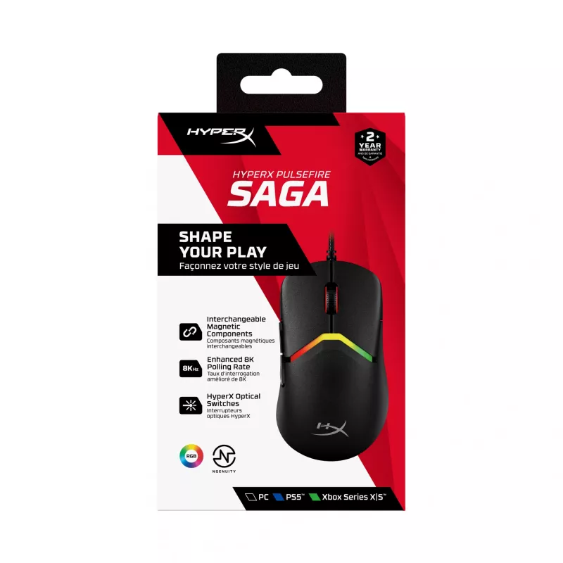 Žaidimų pelė HyperX Pulsefire Saga (Juoda)