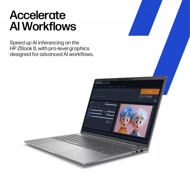 Mobilioji darbo stotis HP ZBook 8 G1i – 14 colių WUXGA, Intel Core Ultra 7 255H, 16GB DDR5, 512GB SSD, NVIDIA RTX 500 Ada, Windows 11 Pro, sidabrinė