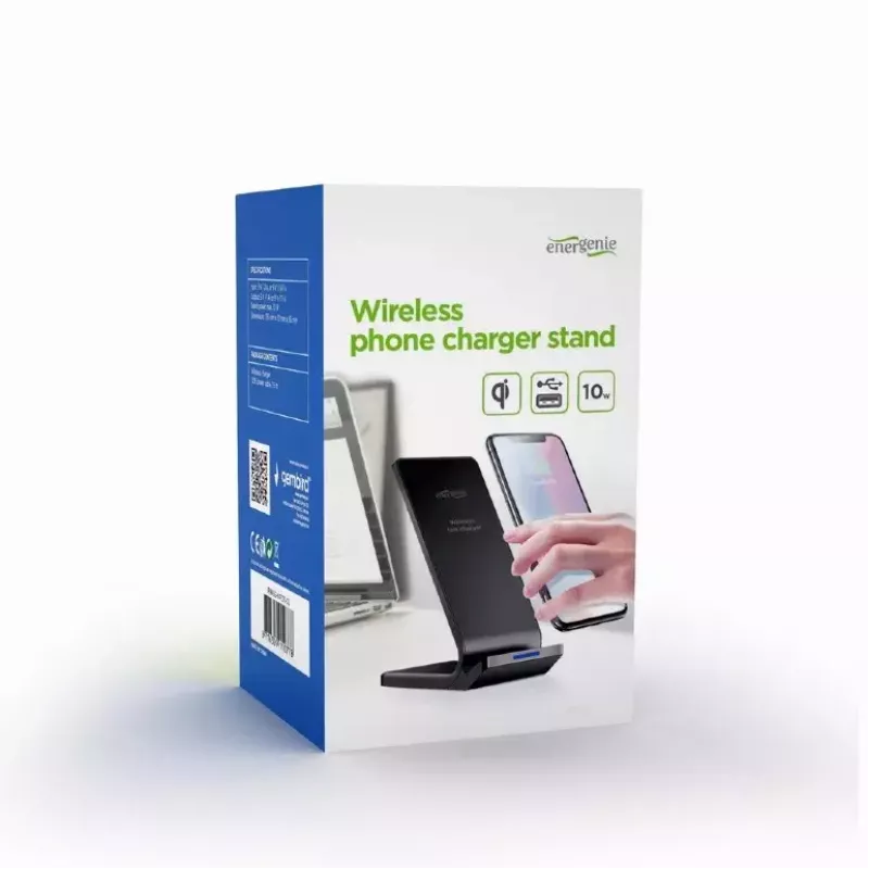 Belaidis įkroviklis Gembird EG-WPC10-02 10 W stovas išmaniesiems telefonams juodas