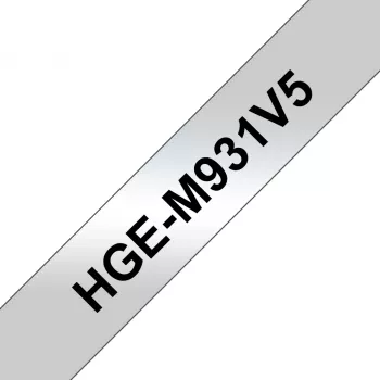 Brother HGM931V5 juosta etiketėms HG laminuota 12x800 mm juoda sidabrinė