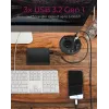 ICY BOX IB-HUB1430-CR įmontuojamas stalo kištukinis lizdas su USB jungtimis, juodas