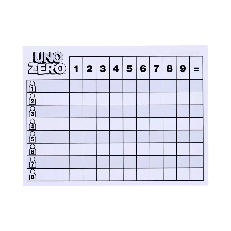 Kortų žaidimas MATTEL UNO Zero – atsikratymo kortų žaidimas, nuo 7 metų, su kalade ir rezultatų lentele